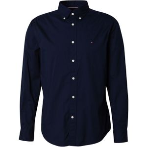 Tommy Hilfiger - Poplin Overhemd - Blauw - Katoen - Regular-fit