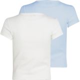 Tommy Jeans - TJW 2PACK SLIM ESSENTIAL RIB SS - T-shirt - Ecru/Sweet Blue