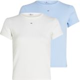 Tommy Jeans - TJW 2PACK SLIM ESSENTIAL RIB SS - T-shirt - Ecru/Sweet Blue
