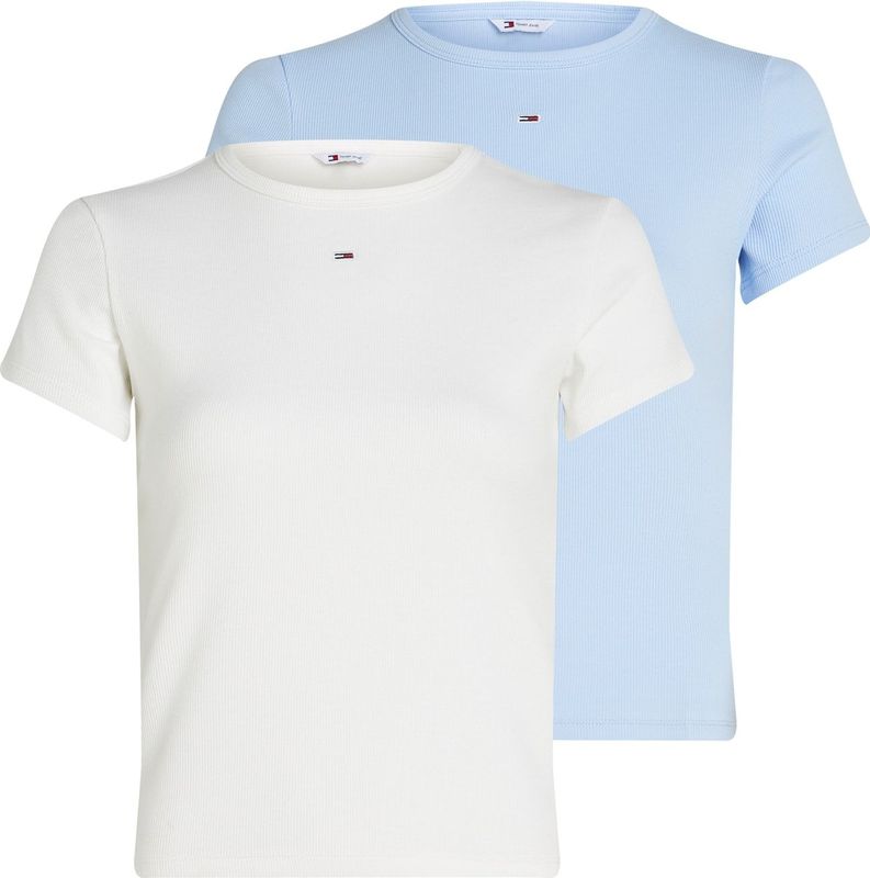 Tommy Jeans - TJW 2PACK SLIM ESSENTIAL RIB SS - T-shirt - Ecru/Sweet Blue