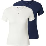 Tommy Jeans - Tjw 2pack Slim Essential Rib S/S - T-shirt - Veelkleurig (ecru/donkermarine)