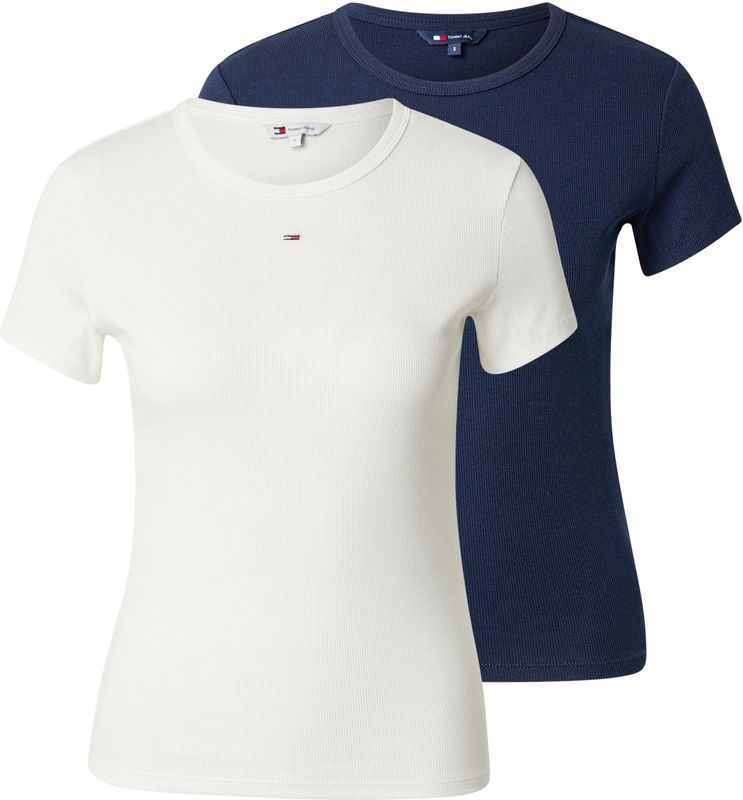 Tommy Jeans - Tjw 2pack Slim Essential Rib S/S - T-shirt - Veelkleurig (ecru/donkermarine)