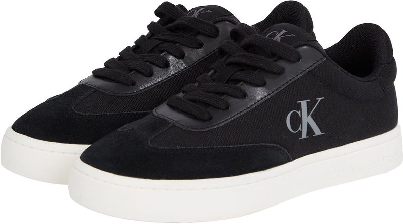 CK JEANS Klassieke zool Low Mix Mg Wn Yw0yw01636 Sneakers voor dames, zwart, zwart, glanzend wit, 38 EU