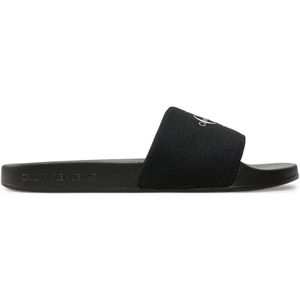 CK JEANS Slide Monogram WMNS YW0YW01835 Teenslippers voor dames, zwart (zwart/helder wit), 40 EU, zwart, glanzend wit, 40 EU, zwart, zwart, glanzend wit, 40 EU