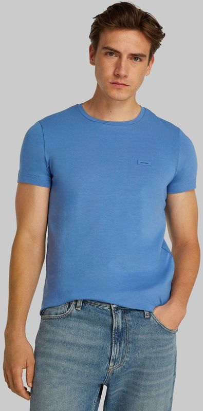 Calvin Klein Stretch Slim Fit T-shirt - heren T-shirt korte mouw O-hals - blauw