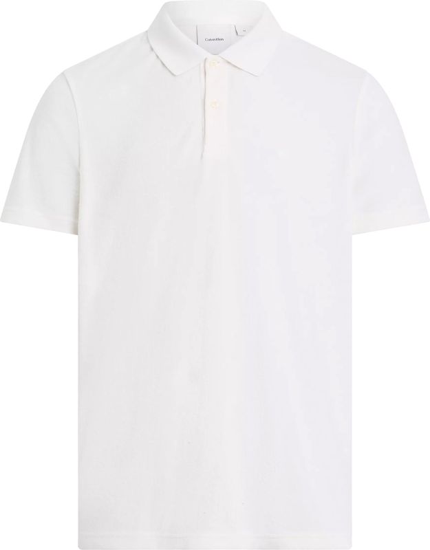 Calvin Klein Towelling Regular Polo, heren poloshirt, offwhite