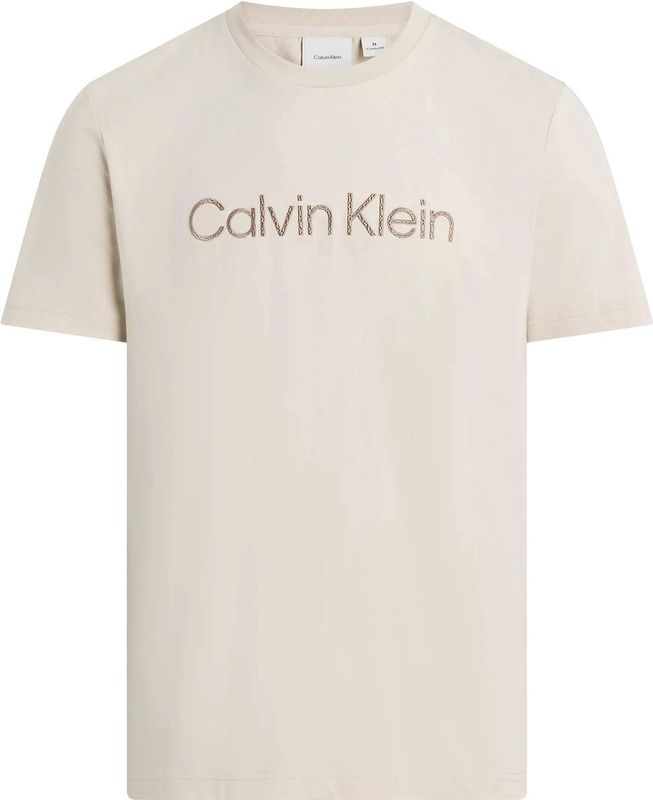 Calvin Klein - Textured Embroidery Logo T-shirt - Zwart - Katoen