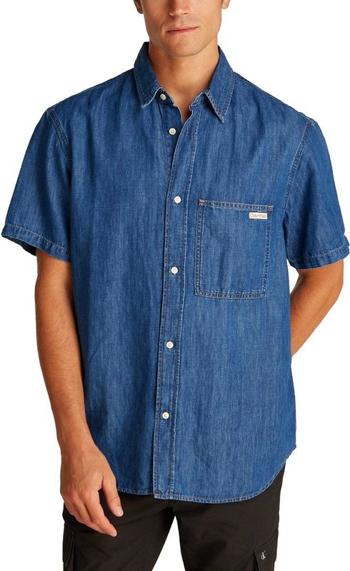 Calvin Klein - Overhemd - Donkerblauw - Regular Fit - Kwartmouw