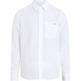 Calvin Klein - Casual Overhemd - Wit - 58% Linnen, 42% Katoen