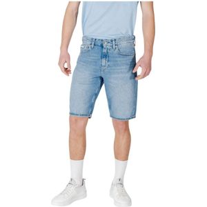 Calvin Klein - Korte Broeken - Blauw - Katoen - Regular Fit Jeans met Ritssluiting