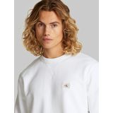 Sweater - Wit - Crew Neck - Katoen - Lange Mouwen - Geborstelde Textuur