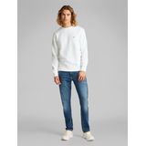 Sweater - Wit - Crew Neck - Katoen - Lange Mouwen - Geborstelde Textuur