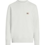 Sweater - Wit - Crew Neck - Katoen - Lange Mouwen - Geborstelde Textuur
