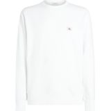Sweater - Wit - Crew Neck - Katoen - Lange Mouwen - Geborstelde Textuur
