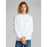 Sweater - Wit - Crew Neck - Katoen - Lange Mouwen - Geborstelde Textuur