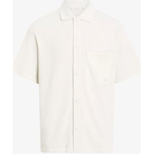 CALVIN KLEIN JEANS Overhemd - Ecru - Katoen Polyester Mix - Korte Mouwen