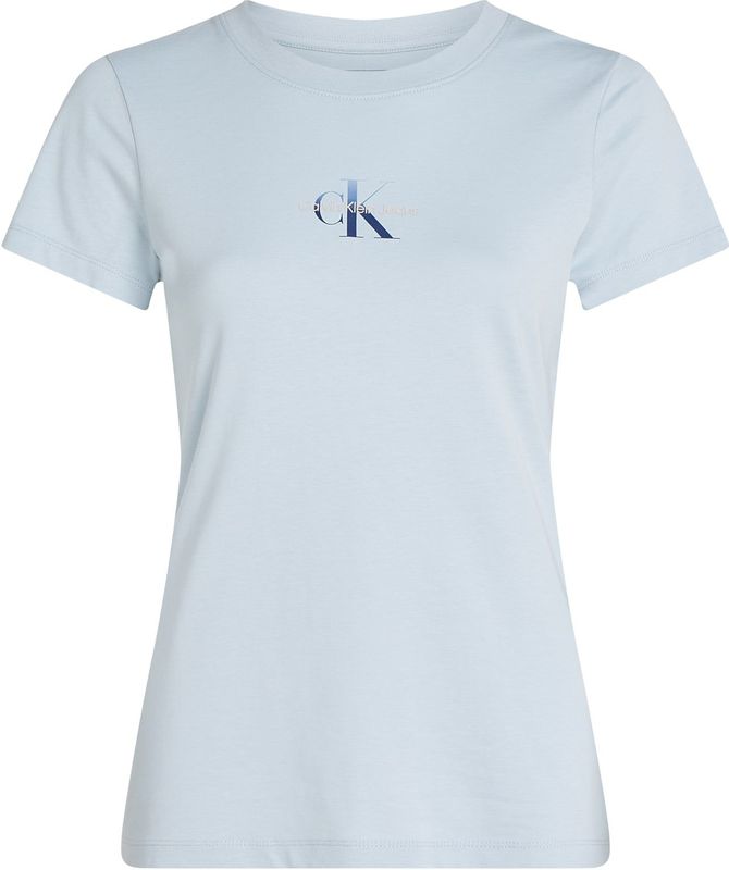 Calvin Klein - T-Shirt - Lichtblauw - Katoen - Slim Fit