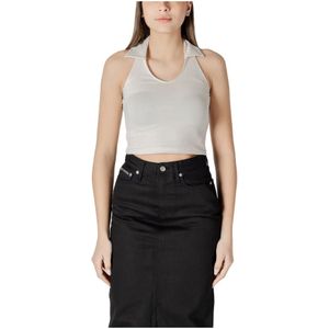 Calvin Klein Jeans - V-hals Top - Beige - Katoen