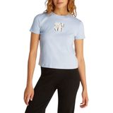 Calvin Klein Jeans - T-shirt - Lichtblauw - Katoen - Korte Mouwen