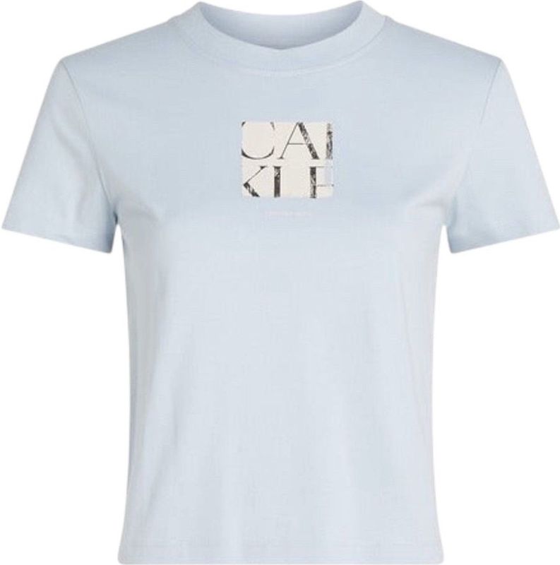 Calvin Klein Jeans - T-shirt - Lichtblauw - Katoen - Korte Mouwen