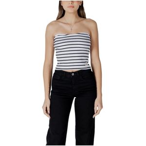 Calvin Klein Jeans - Mouwloze Top - Wit - Dames - Gestreept - Katoen