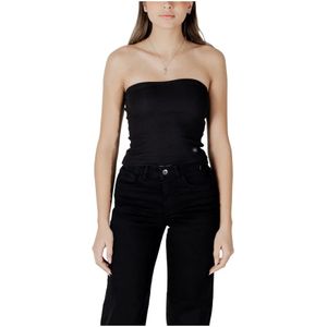 Calvin Klein - Zwarte Rib Mouwloze Top - Dames - Cropped Fit