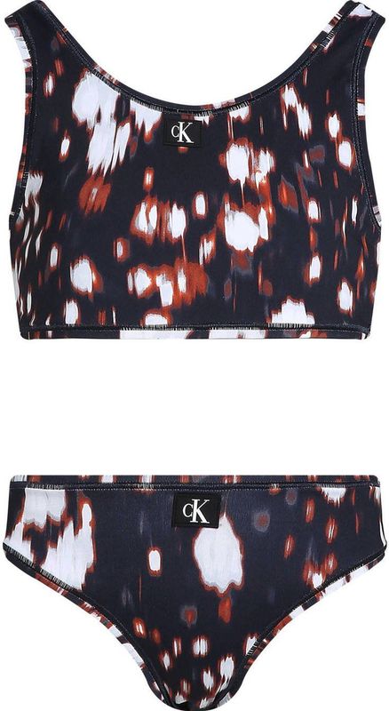 CK JEANS - BRALETTE BIKINI SET - Zwart - Glitched Floral Aop