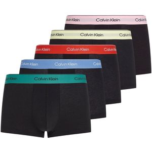 Calvin Klein Low Rise trunks (5-pack), lage heren boxers kort, zwart met gekleurde tailleband