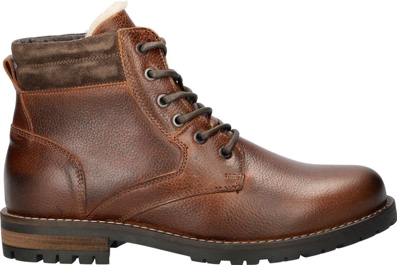 Nelson - Veterboots - Bruin - Gewaxt Leer - Fake-Fur Voering