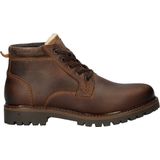 Nelson - Veterboots - Zwart - Gewaxt Leer, Gevoerd met Fake-Fur, Rubberen Profielzool