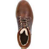 Nelson - Dames Veterboot - Licht Gewaxt Leer - Rubberen Loopzool - Fake-Fur