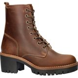 Nelson - Dames Veterboot - Licht Gewaxt Leer - Rubberen Loopzool - Fake-Fur