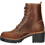 Nelson - Dames Veterboot - Licht Gewaxt Leer - Rubberen Loopzool - Fake-Fur