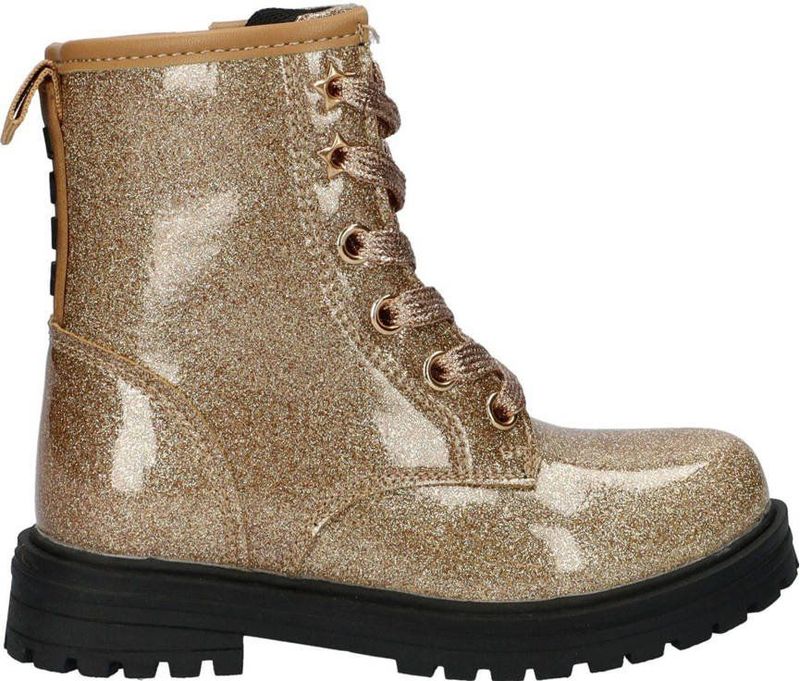 Nelson - Meisjes Veterboot - Zwart - Lak-Look - Glitters