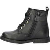 Nelson - Meisjes Veterboot - Leer - Zwart - Rubber Zool
