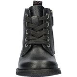 Nelson - Meisjes Veterboot - Leer - Zwart - Rubber Zool