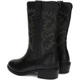 Nelson - Cowboylaars - Zwart - Leer - Met Decoratieve Stiksels