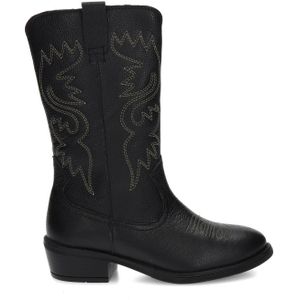 Nelson - Cowboylaars - Zwart - Leer - Met Decoratieve Stiksels