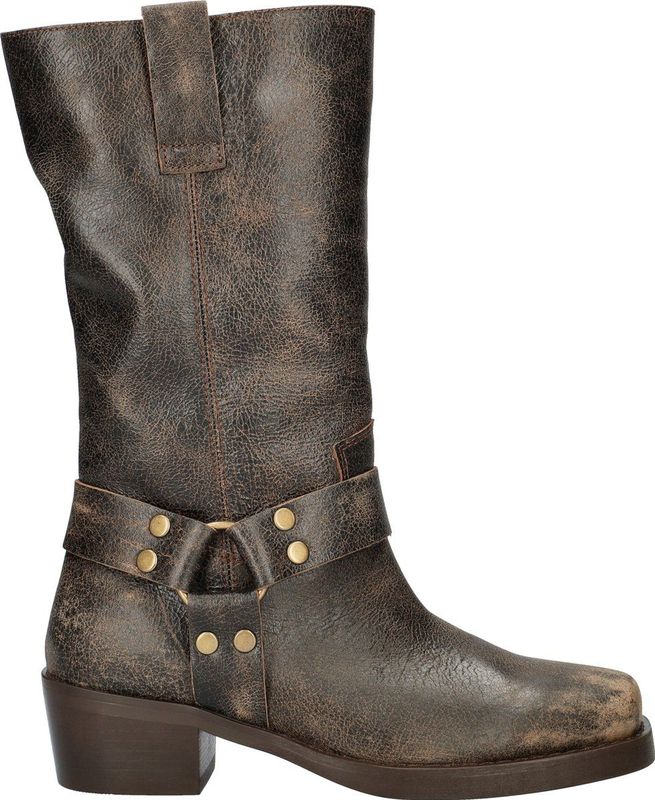 Nelson - Bikerboots - Zwart - Dames - Cowboylaars met Gaucho-details