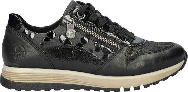 Rieker - Dames Sneaker - Leer/Textiel - Zwart - Antistress Voetbed