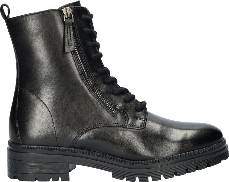 Nelson - Veterboots - Zwart - Leer - Fleece Gevoerd