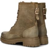 Nelson - Dames Veterboot - Zwart - Gewaxt Suède - Rubberen Loopzool