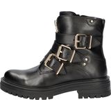 Nelson Monk - Bikerboot - Zwart - Leer - Met Gespen en Ritsen