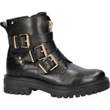 Nelson Monk - Bikerboot - Zwart - Leer - Met Gespen en Ritsen