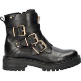 Nelson Monk - Bikerboot - Zwart - Leer - Met Gespen en Ritsen