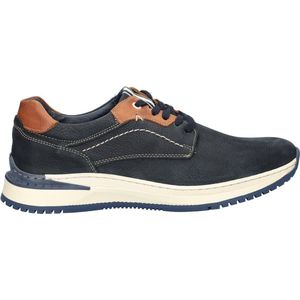 Nelson - Veterschoenen - Donkerblauw - Nubuck - Platte Zool