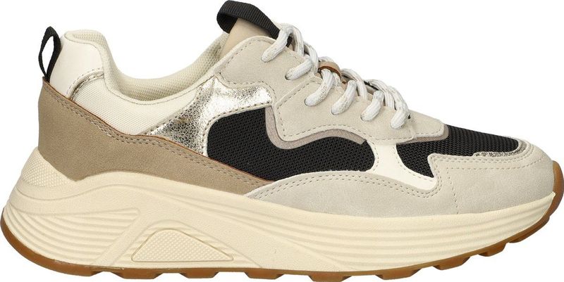Nelson - Dames Sneaker - Zwart - Nylon en Imitatieleer - Chunky Loopzool