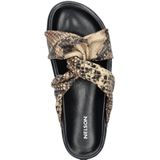 Nelson - Dames Slipper - Metallic/Animal Print - Leren Voetbed - Rubberen Loopzool