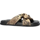Nelson - Dames Slipper - Metallic/Animal Print - Leren Voetbed - Rubberen Loopzool