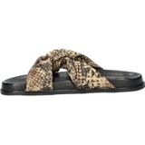 Nelson - Dames Slipper - Metallic/Animal Print - Leren Voetbed - Rubberen Loopzool